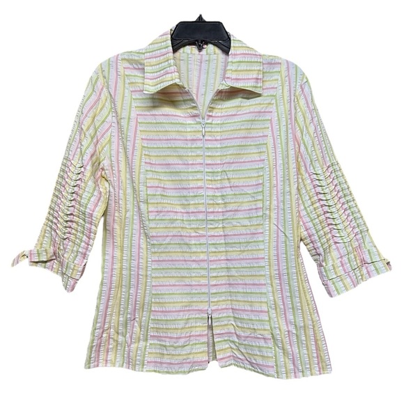 Covers Pink and Green Button Down with Cuffed Sleeves - Picture 1 of 3